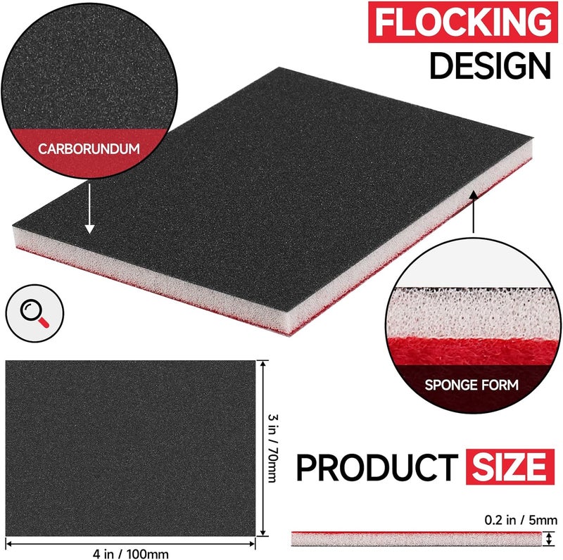 Shineboc 20 Pcs 3 x 4 Inch 1200 Grit Sanding Sponge Set, Ultra Fine Sanding Sponges Pads, Soft Foam Hand Sander Block Wet Dry Sandpaper for Model Drywall Metal Wood Furniture Polishing - Image 2